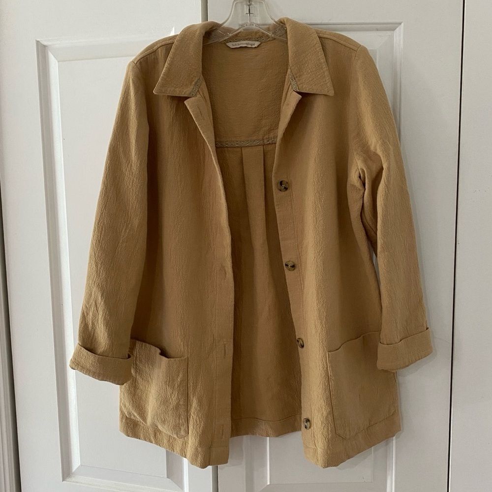 Minimalist Utility Soft Surroundings Gauzy Cotton Tan Duster Shacket